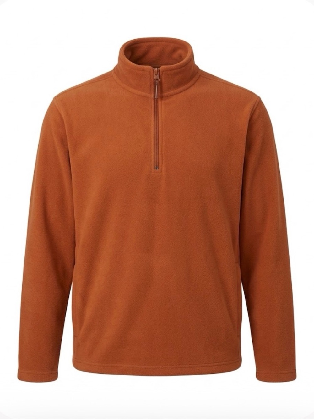 BASS Fleece Quarter-Zip Sweater, Men’s L, Orange